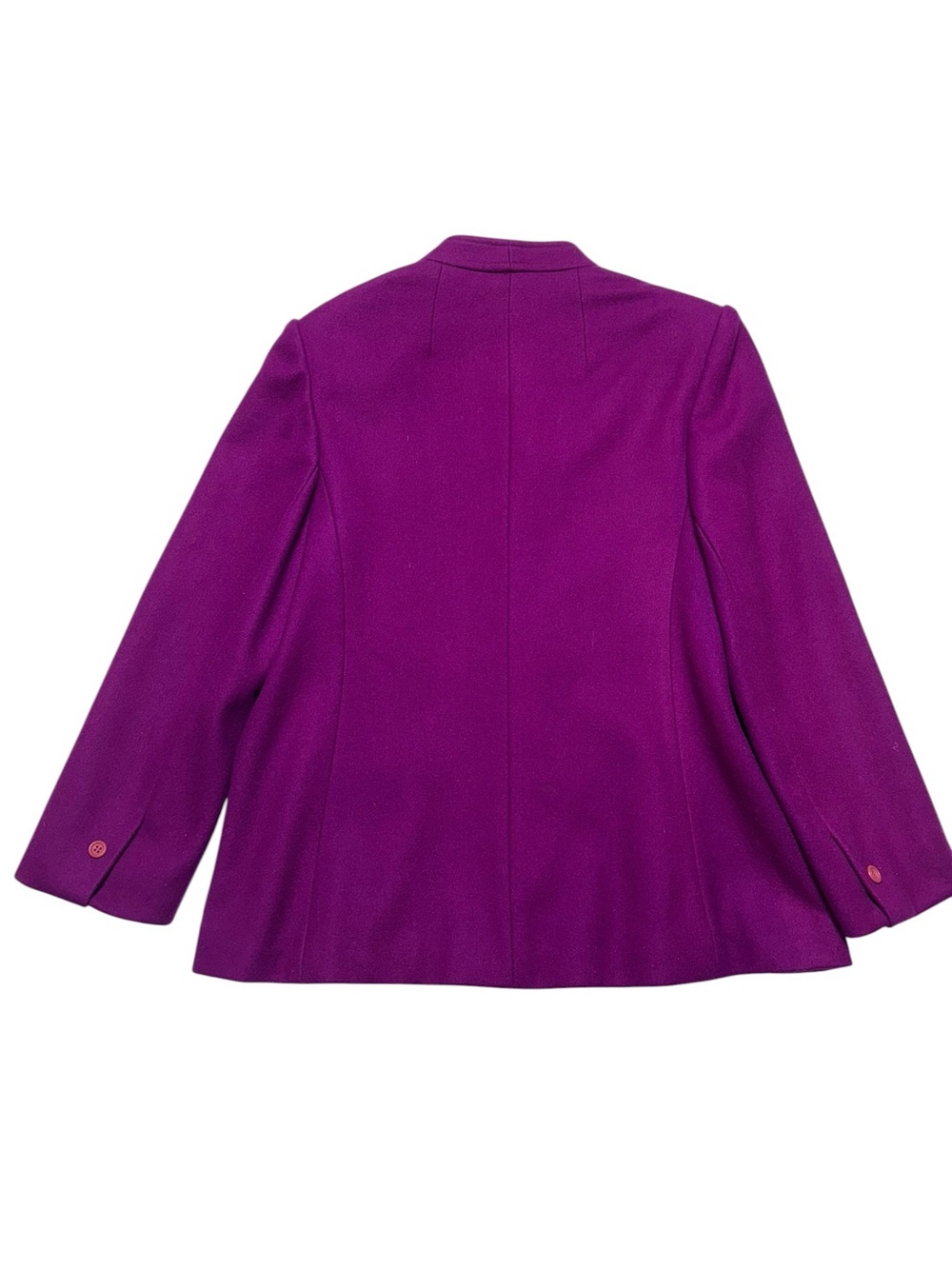 Vintage 80s Halston III Purple 100% Wool Collarless Jacket Blazer Size 10 - Picture 2 of 13